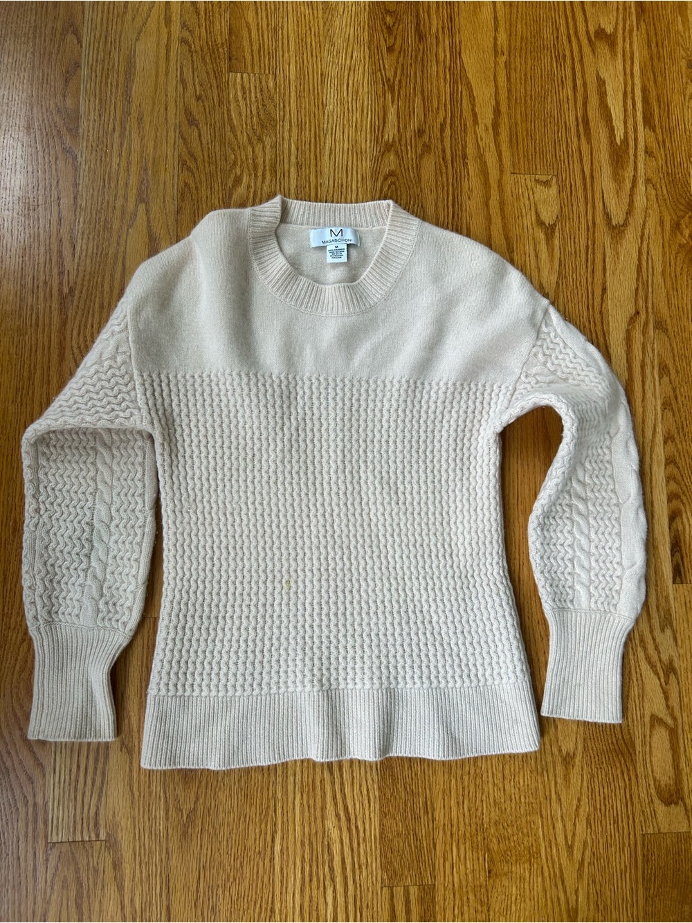 Magaschoni Cream Blush Cashmere Crewneck Sweater